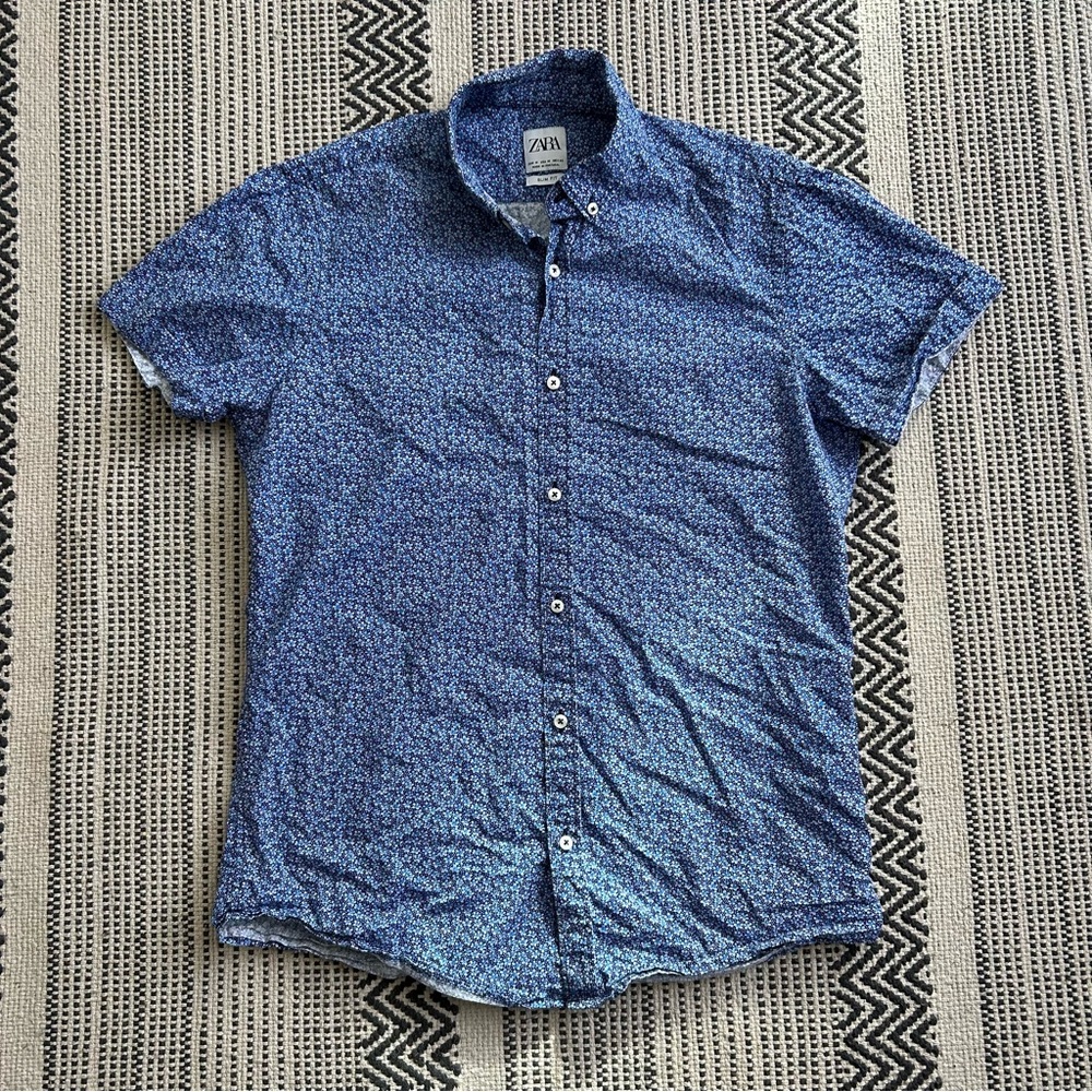 Zara Women’s Patterned Blue Casual Shirt